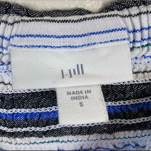 J. Jill Black White & Blue Striped Off the Shoulder Blouse - Picture 3 of 5
